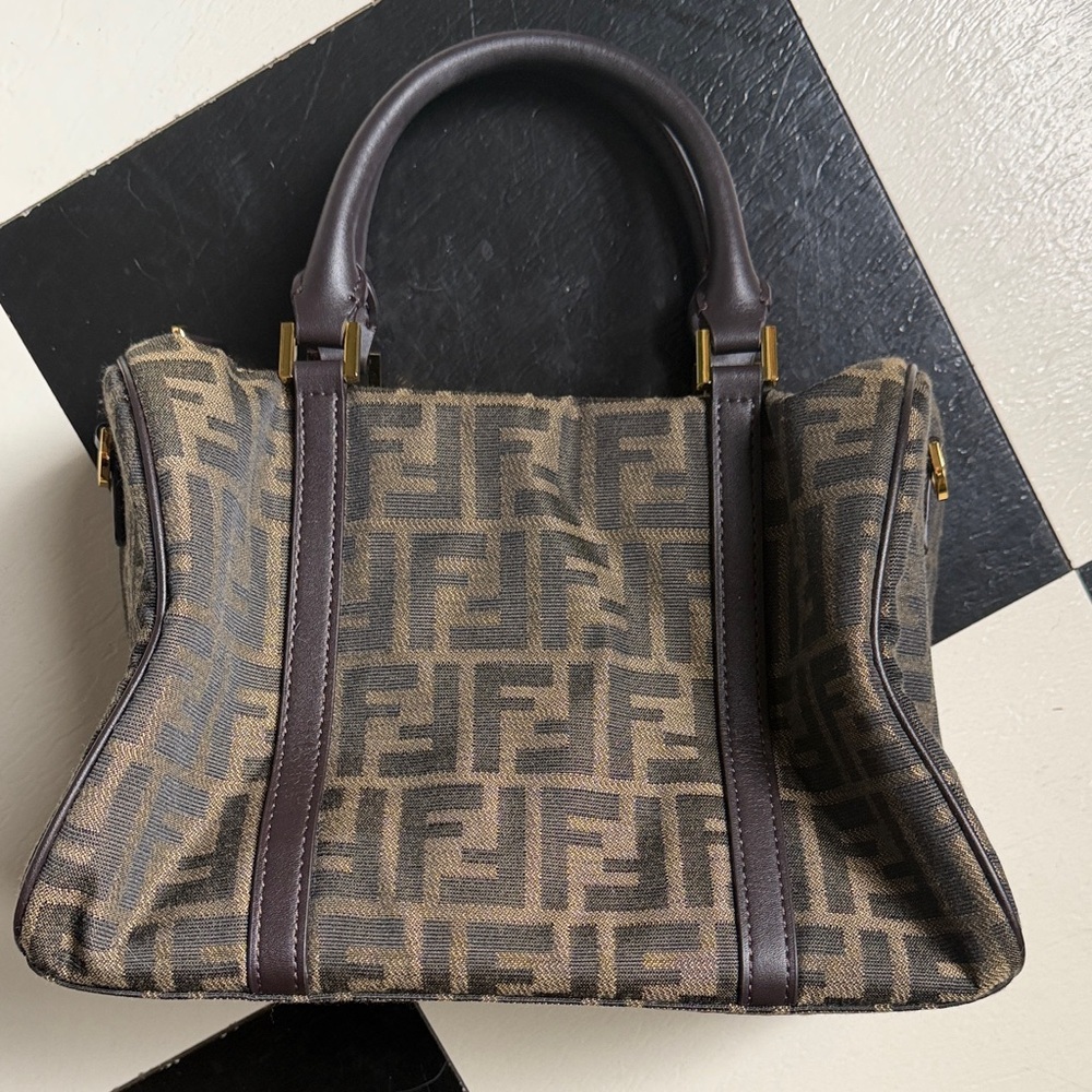 Fendi Monogram Canvas Bag with Dark Brown Accents